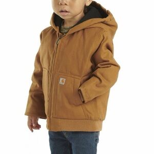 NWT Carhartt Kids BOYS' HOODED INSULATED ACTIVE JACKET, Carhartt Brown 18M